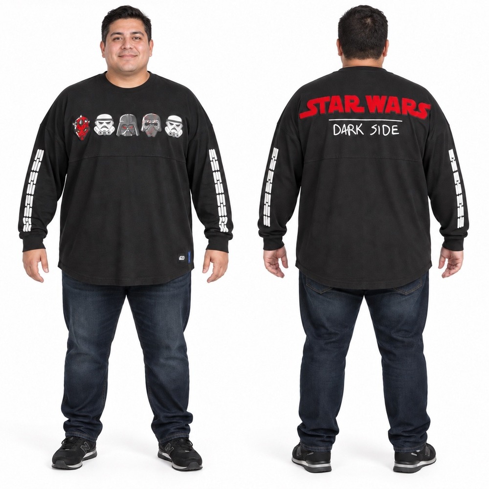 Star Wars Dark Side Spirit Jersey Black Long Sleeve Puff Print Mens XXL Disney